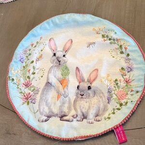 Meri Meri Pastel Pink and Blue Bunny Pair 4 Round Placemat